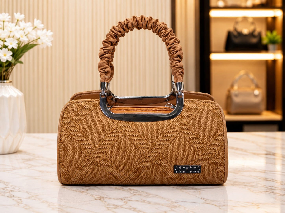 Elegant Textured Women’s Handbag – Premium Brown & Mauve Collection
