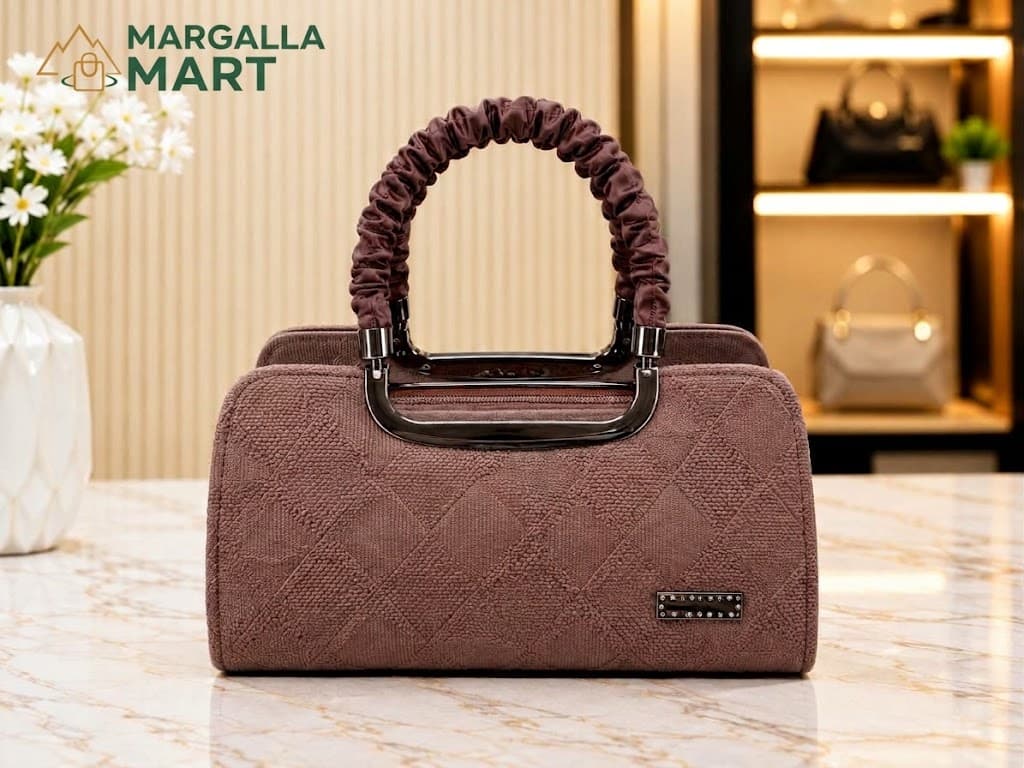 Elegant Textured Women’s Handbag – Premium Brown & Mauve Collection
